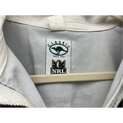 Three Australian Rugby League shirts, to include NRL West Tigers shirt, NSW RL North Sydney Bears shirt and an Australian International rugby shirt, with applied W.Simpson name to front