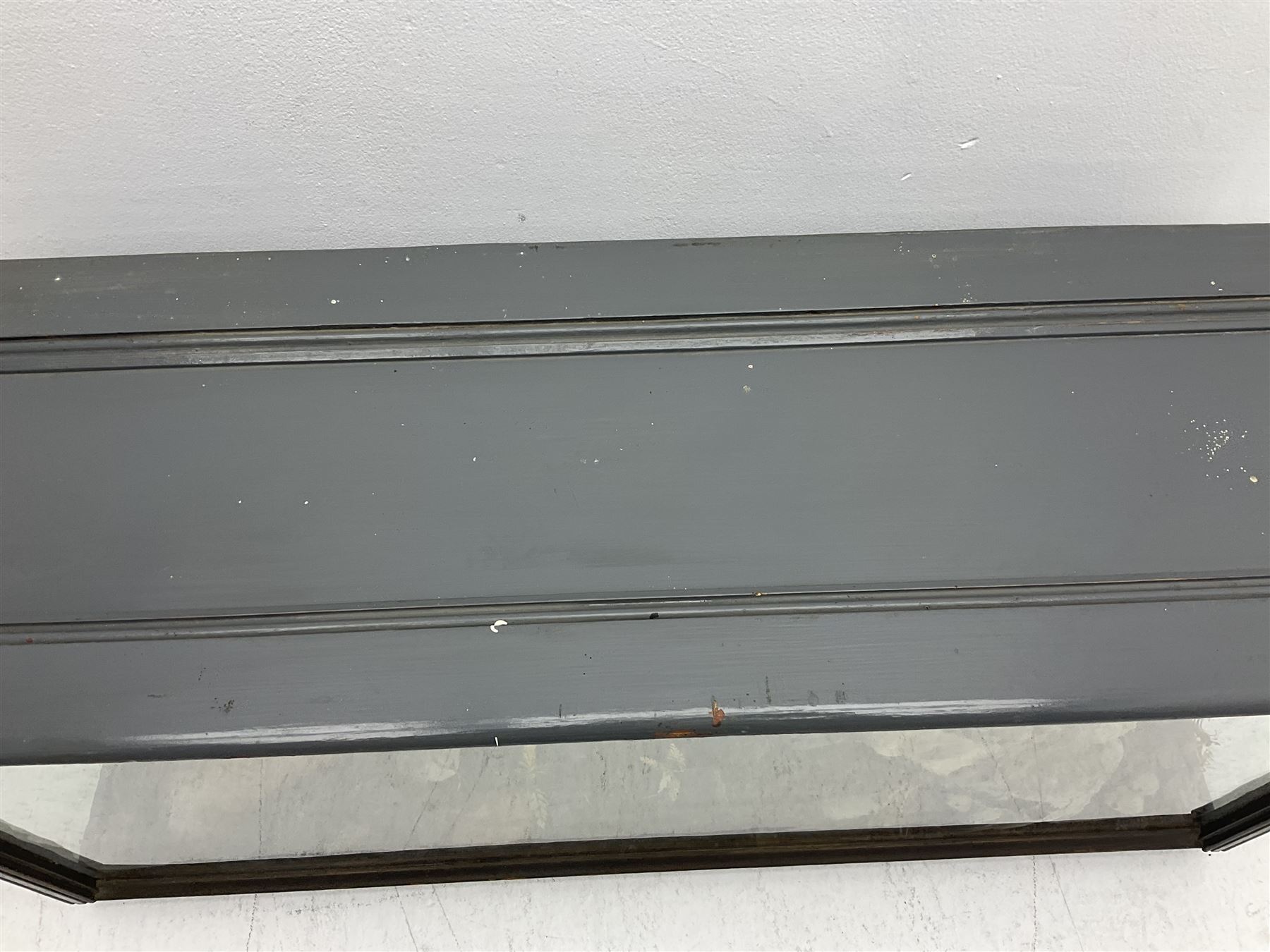 Taxidermy: 19th century cased display Red Fox (Vulpes vulpes) with pray, weasels (Mustela), Great Crested Grebe (Podiceps cristatus), and other birds in a naturalistic setting against a painted backboard, encased within an ebonised three pane display case, H56cm D38cm W113cm