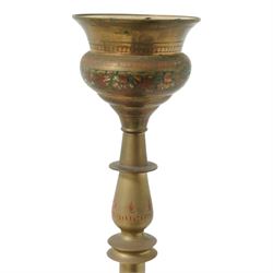 Eastern brass hookah pipe with engraved decoration H135cm