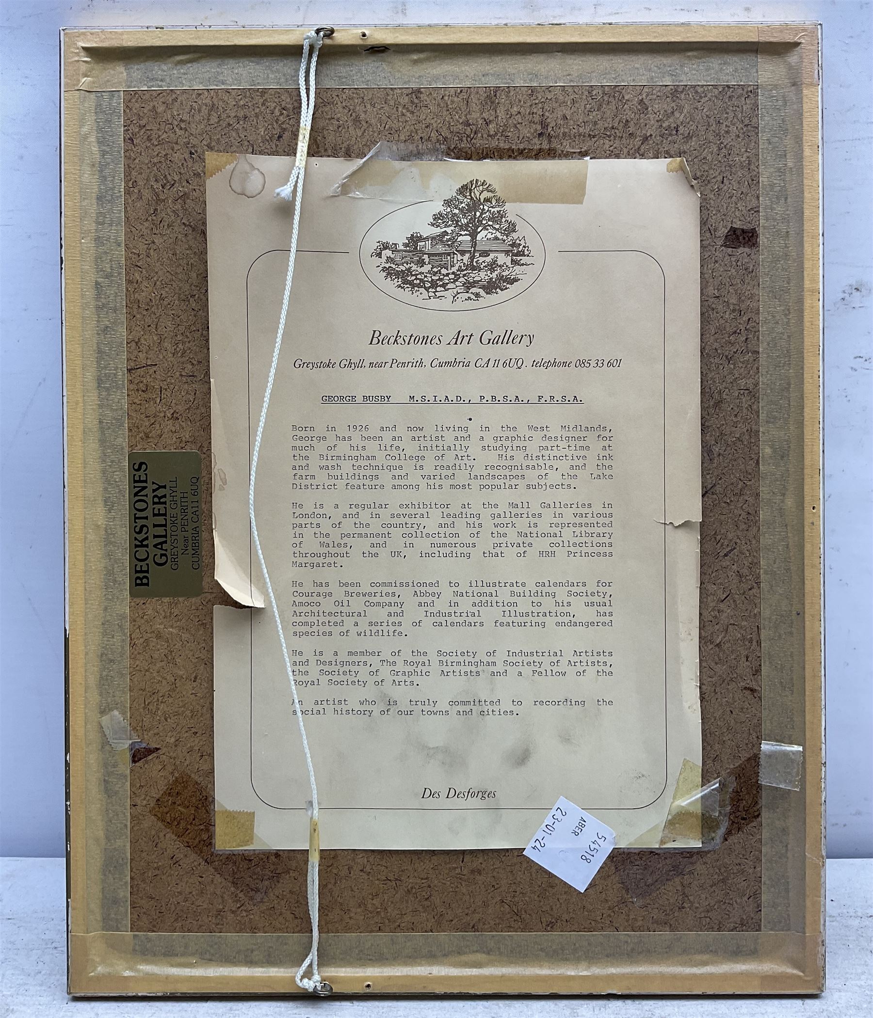 George Busby (Northern British 1926-2005): The Farmyard, watercolour signed and dated '90, 18cm x 27cm