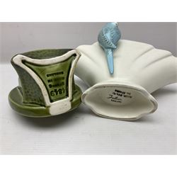 Collection of Sylvac and similar animal figures, including rabbits, hares and dogs, together with Falcon budgie vase, etc 