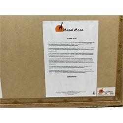 Alan M Hunt (British 1947-): 'Little Princes' - Tiger Cubs, limited edition print signed and numbered 274/450 in pencil 41cm x 56cm; Two Tigers, limited edition monochrome print signed and numbered 593/950 in pencil 20cm x 36cm; together with two further prints of tigers by other artists 23cm x 19cm and 42cm x 53cm (4)