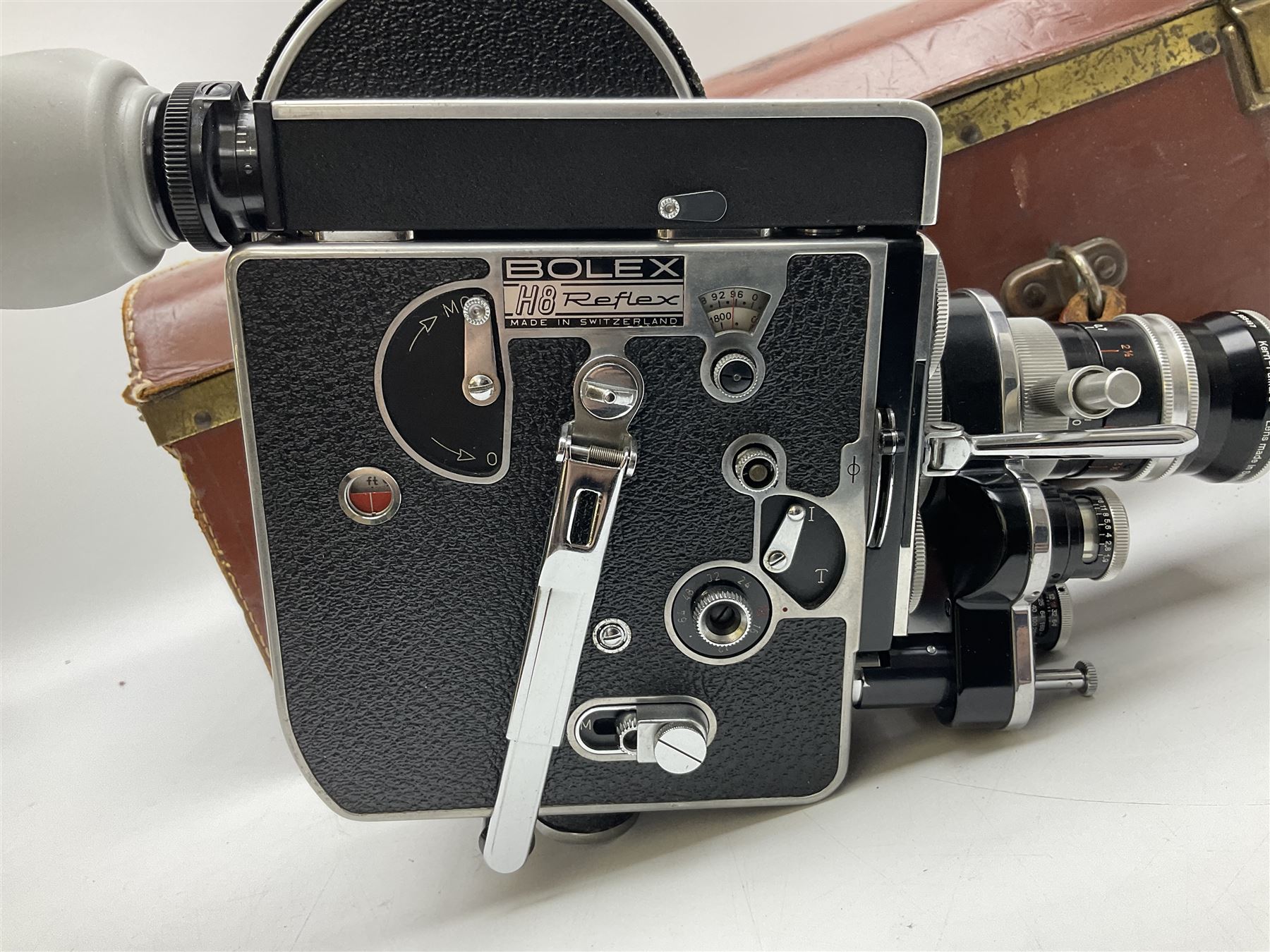 Paillard Bolex H8 RX cine camera body, serial no.195008, with 'Kern Paillard Vario Switar 36EE 1:1,9 f=8/36mm H8 RX' lens, serial no. 955497, in fitted leather carrying case  