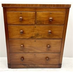 Early 20th century mahogany chest, too short and three long graduating draws