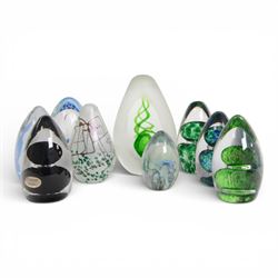 Svaja oval frosted glass paperweight, together with Caithness Distinction paperweight and ...