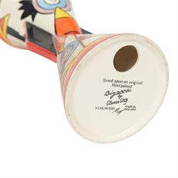 Wedgwood Bizarre by Clarice Cliff, Lightning Yo Yo vase, hand painted based upon an original, limited edition 165/250, with certificate and box, H23cm 