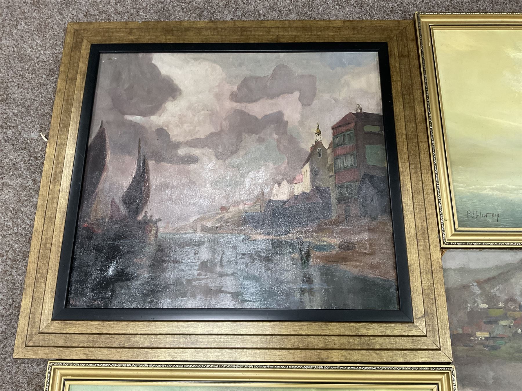 Collection of oil paintings, artists including Rudolf Helmut Sauter, Antonio Vidal Rolland, C Murray, Paul J Wintrip, WL Crispe, Ernest Hill, etc