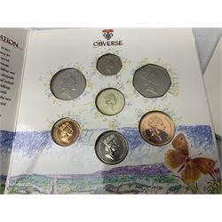 Thirteen The Royal Mint United Kingdom brilliant uncirculated coin collection dated two 1985, two 1986, two 1987, 1988, two 1989, two 1990, two 1991, all in card folders
