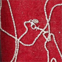 9ct gold jewellery, including fan charm, necklace chain, two pairs of earrings, silver jewellery, including necklace chains, earrings, rings, etc