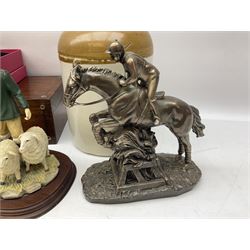 Two Leonardo Collection figure groups, Comprising The Shepard and The Dairy Farmer, together with stoneware jar, wooden box and costume jewellery 