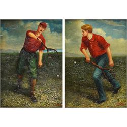 After Anton Maria Mucchi Vignoli (Italian 1871-1945): Two Gentleman Playing Tennis, 20th c...