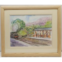 Penny Wicks (British 1949-): 'Goathland Station', watercolour and ink signed, titled verso 28cm x 37cm