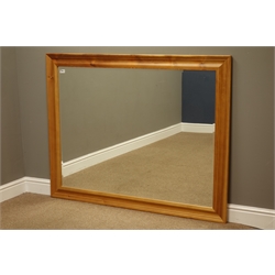  Rectangular moulded pine framed bevel edged wall mirror, 109cm x 140cm  