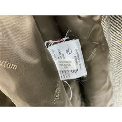 Men's Aquascutum lambs wool herringbone tweed coat with silk lining, 46 Reg, together with a further Men's Aquascutum grey wool duffle coat, with cheque lining and horn buttons, 46