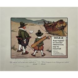 Charles Exeter Devereux Crombie (British 1880-1967): 'Rules of Golf' - Rule X, chromolithograph signed inscribed and dated '66 in pencil 25cm x 30cm