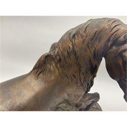 After P J Mene, bronze figure of a horse on a stepped oval base, H31cm 