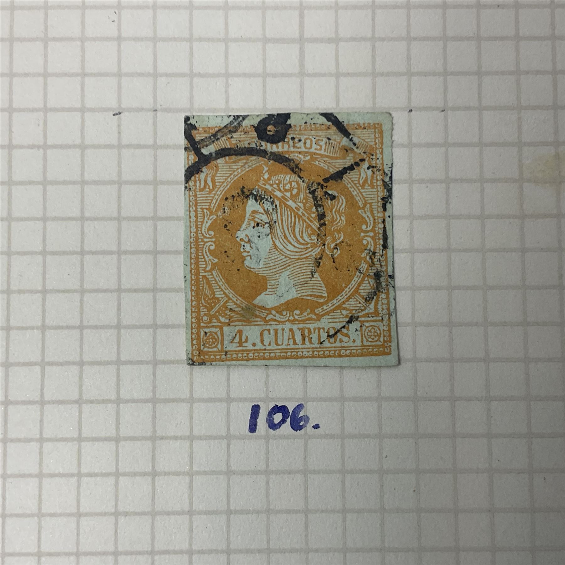 1850s and later mostly Spanish stamps including, imperf examples, some mint stamps, commemorative issues etc, housed in two albums 