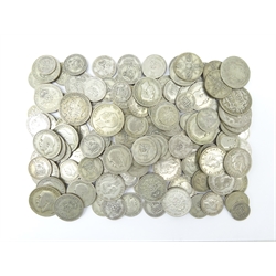  Over 1000 grams of Great British pre 1947 silver coins half crowns, florins, shillings and sixpence pieces  