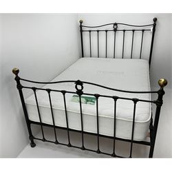 Victorian style 4’ 6” metal framed double bedstead with mattress