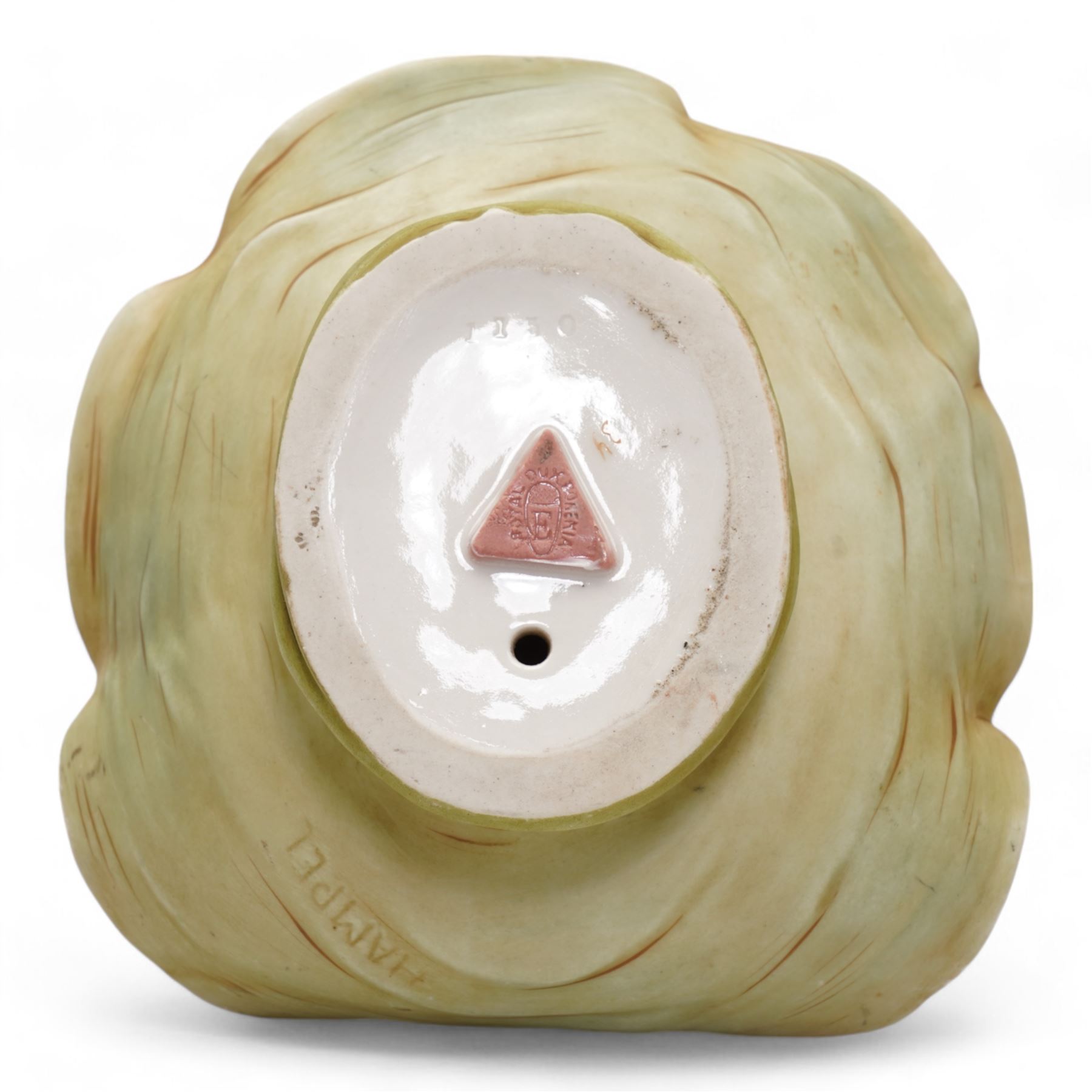 Royal Dux figure of a maiden collecting water above a shell bow, H25cm and another figural dish modelled as a maiden rising out of a shell, H24cm (2)