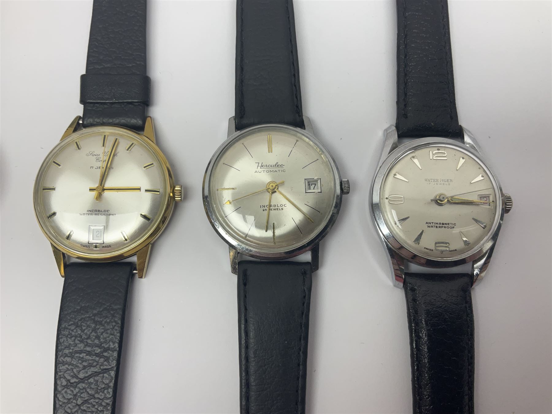Two automatic wristwatches including Herculeo and Ramona and four manual wind wristwatches including Zenith, Swiss Watch Company and Accurist