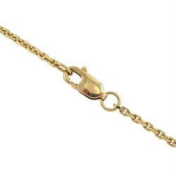 18ct gold round brilliant cut diamond pendant, on 9ct gold belcher link chain necklace, diamond approx 0.95 carat