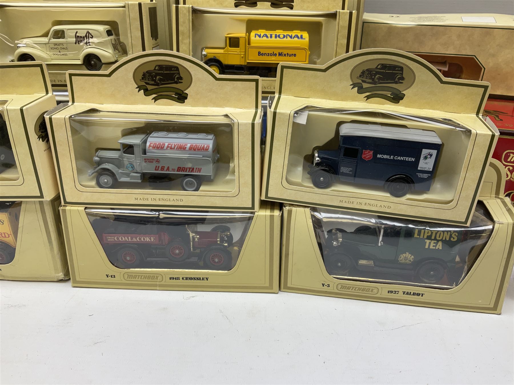 Various makers - forty-five modern die-cast models by Matchbox MOY, Days Gone, Lledo, Corgi etc including single models and sets, 1977 Silver Jubilee State Landau, commercial and promotional vehicles, passenger coach and horses, RAF etc; all boxed (45)