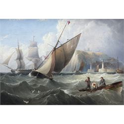 Henry Redmore (British 1820-1887): Shipping off Whitby, oil on canvas unsigned 24cm x 34cm 
Provenance: with John Simpson, Ryland Fine Art, Haisthorpe Hall, Driffield, label verso