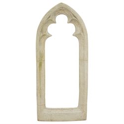 Pair of cast stone Gothic lancet shaped window frames 