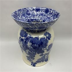 Doulton Burslem vase with fluted rim, in the Gloire-de-Dijon pattern H31cm