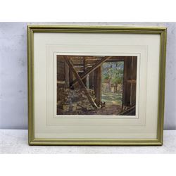 Alice E Brown (Nottingham exh.1892): 'Through the Woodshed Door at North Place', watercolour signed, titled verso 22cm x 30cm 
Provenance: with McTague of Harrogate
