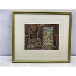 Alice E Brown (Nottingham exh.1892): 'Through the Woodshed Door at North Place', watercolour signed, titled verso 22cm x 30cm 
Provenance: with McTague of Harrogate