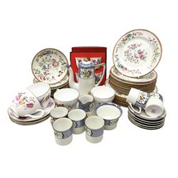 Noritake Coffee service with a pearlescent and floral pattern, together with four Spode teacups and saucers, Set of four Royal Crown Derby Derby Posies pattern egg cups, in box and a set of Royal Doulton plates