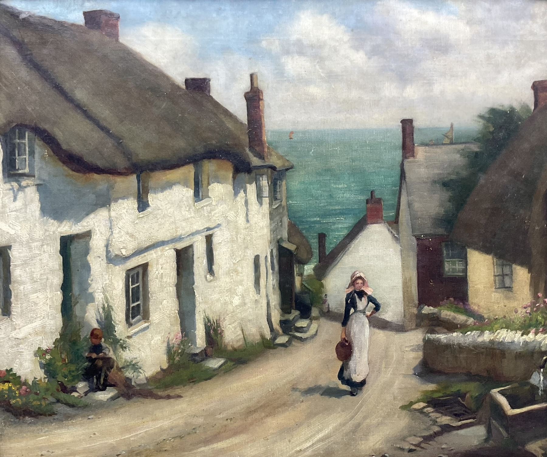 Cornish School (19th/20th century): Barn Hill - Cadgwith Cove, oil on canvas unsigned 50cm x 60cm