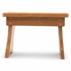 Acornman - adzed oak occasional table, rectangular top with exposed pegged joints and chamfered edges, raised on square chamfered legs, with signature carved acorn, by the workshop of Alan Grainger, Brandsby