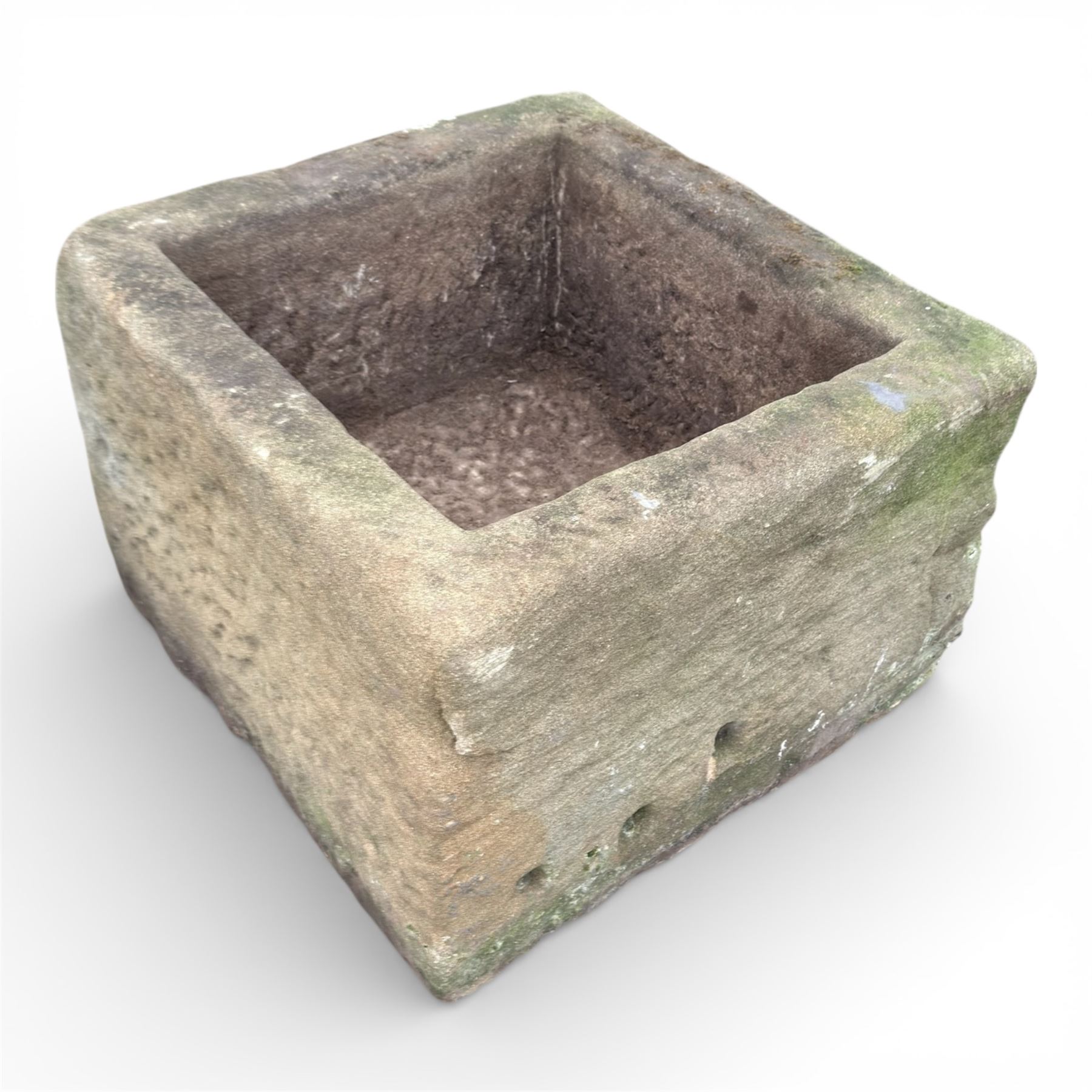 Two 19th century square stone trough planters