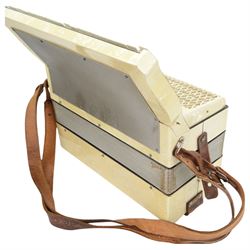 Hohner Verdi II - Swiss/German 1950's two octave piano accordion with 34 treble keys and 80 bass buttons, with a 15 fold bellows in a hard case.