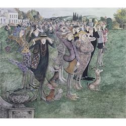 Sue Macartney-Snape (Tanzanian 1957- ): 'Going Away by Helicopter', limited edition print signed and numbered 271/600 in pencil 41cm x 44cm