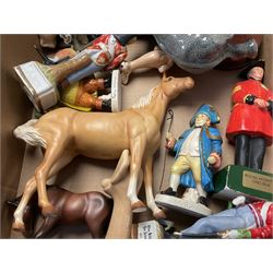 Collection of ceramics, including two Beswick horses, three Sylvac dogs etc