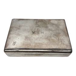 Early 20th century silver plated hunting folding sandwich box, the interior marked Harrods Ltd, maker's initials JY & S, possibly John Yates of Birmingham, L12cm