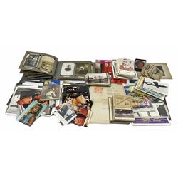 Quantity of postcards, film stills and other paper ephemera of film and theatre interest including Dracula and horror films; Victorian Cartes-de-Visites and cabinet portraits, photograph album etc