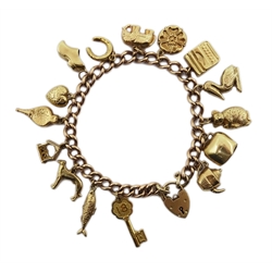  9ct gold curb chain charm bracelet London   