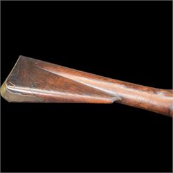 19th century 1793 Brown Bess flintlock musket, the 100cm barrel with ram rod under, full walnut stock with brass butt, carrying sling brackets, action marked Parsons and period triangular socket bayonet, L139cm

