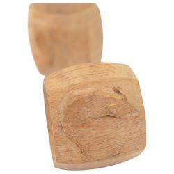 Mouseman - two oak napkin rings, bulbous octagonal form carved with mouse signature, by the workshop of Robert Thompson, Kilburn, H5cm