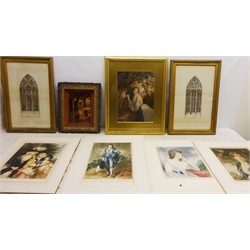  Collection of mezzotints, lithographs and crystoleum by George Baxter, signed in pencil by Sydney Ernest Wilson, York Cathedral max 60cm x 45cm some unframed (qty)  