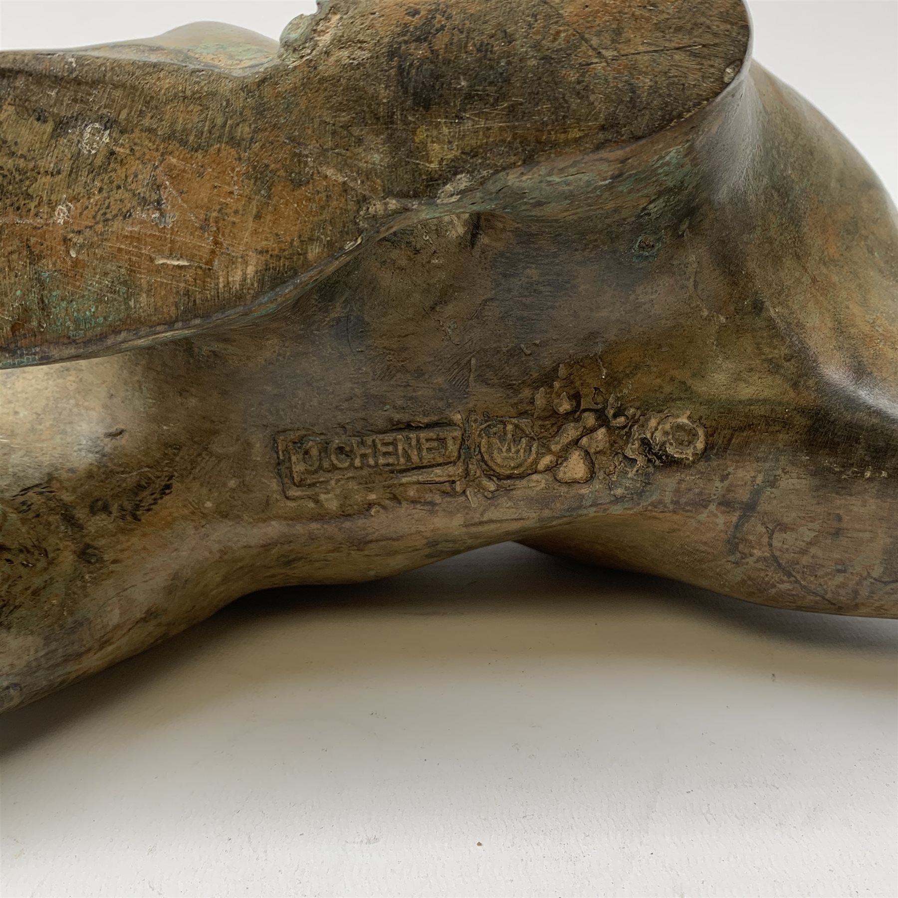 Pierre Chenet (French Contemporary): Polar Bear, bronze ochre patina nuanced with green, impressed signature with Milan Foundry mark, 48cm