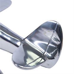 Modern polished metal model of a Spitfire, H36cm