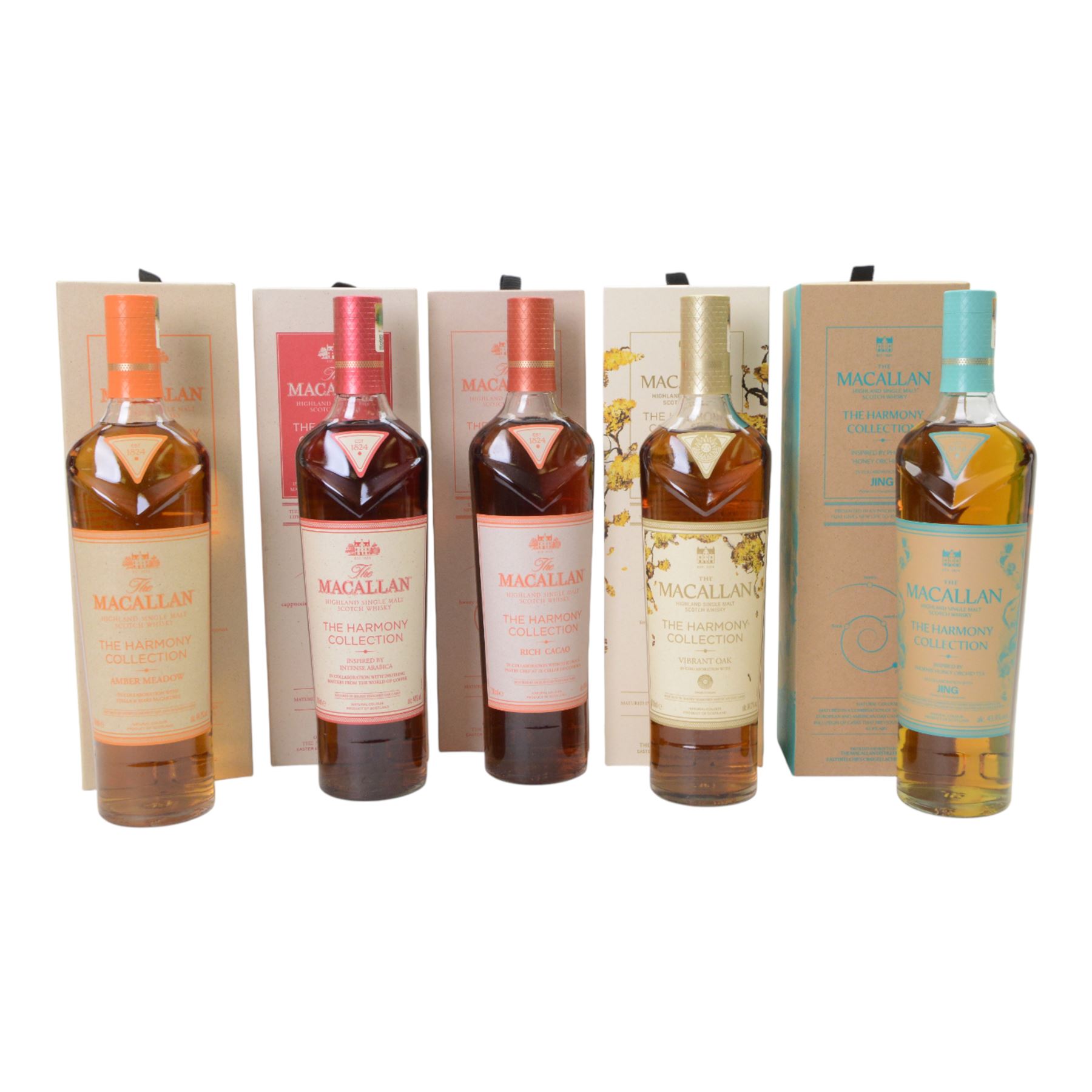 Macallan The Harmony Collection, set of five single malt scotch whiskies, 700ml various proof, all boxed 