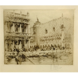  William Walcot (British 1874-1943): 'Piazza San Marco, Venice', drypoint etching signed in pencil pub. 1917, 10cm x 12.5cm  