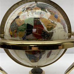 Polished hardstone terrestrial globe, on gilt metal stand, H33cm